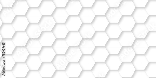 Fototapeta Naklejka Na Ścianę i Meble -  Abstract Technology, Futuristic 3d Hexagonal structure futuristic white background and Embossed Hexagon. Hexagonal honeycomb pattern background with space for text.