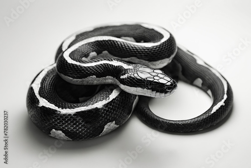 Black and white snake on white background. photo