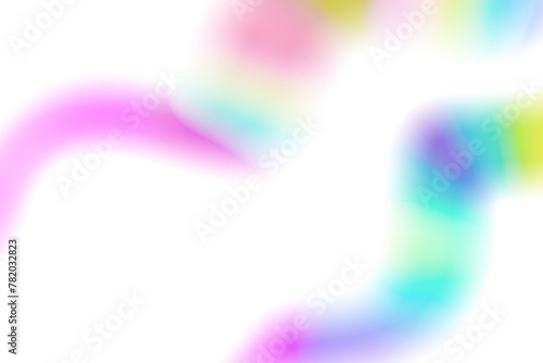 Dynamic lens flare and rainbow prism effect on transparent background. Colorful  blurred lights. Holographic reflection. Abstract  multicolor overlay effect. Color gradient  y2k style. 3D render.