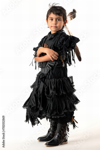 Traditional Native American Costume on Young Child Pride Banner