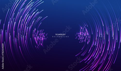 Connecting background. Futuristic technology circle glowing concept. Digital round network vector design. Stream wi-fi signal big data internet texture. © SidorArt