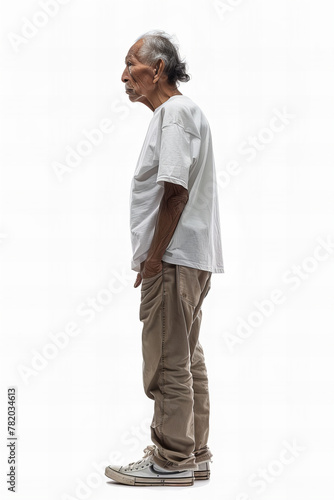 Contemplative Elderly Man Standing with Hands in Pockets Banner