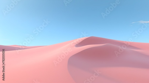 Breathtaking Futuristic Pink Sand Dunes Amidst Serene Blue Sky in Remote Sahara Desert Landscape