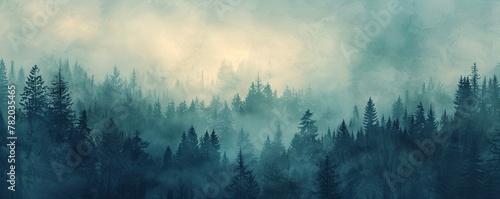 Abstract background showcasing the subtle beauty of a pine forest, rendered in muted tones. photo