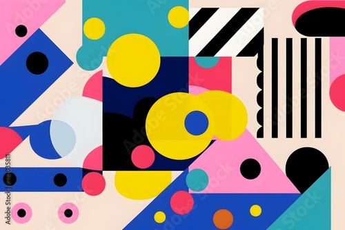 Captivating Geometric Abstraction with Vibrant Colorful Shapes and Patterns