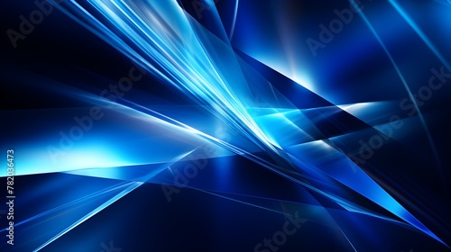 Dazzling Futuristic Lighting Effects in Vibrant Blue Abstract Background Showcasing Dynamic Digital Fractal Patterns and Glowing Geometric Shapes
