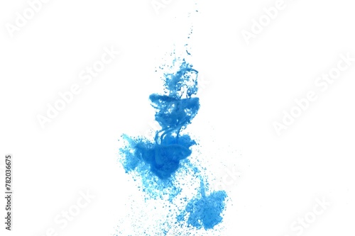 Blue color dye melt on white background,Abstract smoke pattern,Colored liquid dye,Splash paint
