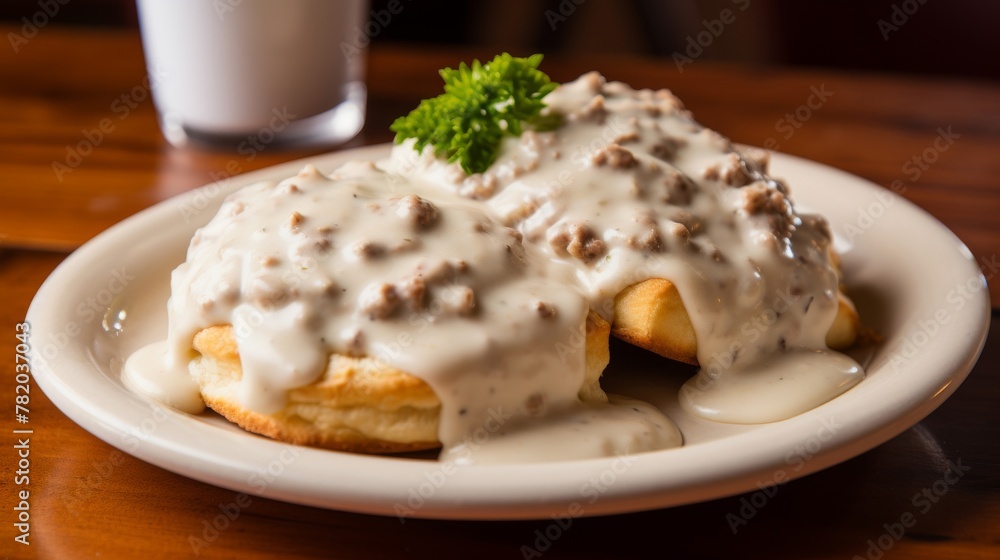 Enjoy a plate of Southern biscuits with gravy