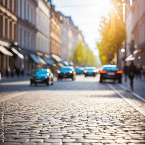 Blurred background of a city street with cars in perspective. Layout for design. © irina1791