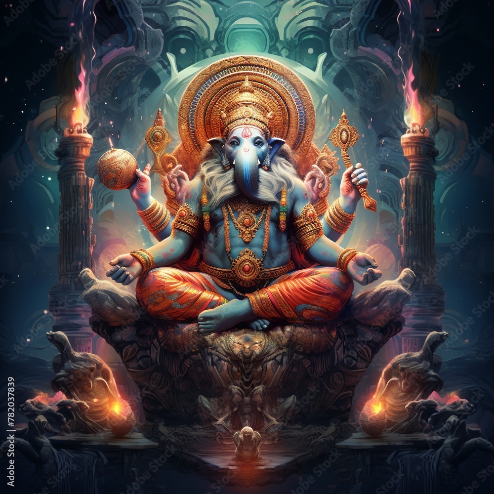 illustration of Hindu god in illusion world, Generative ai