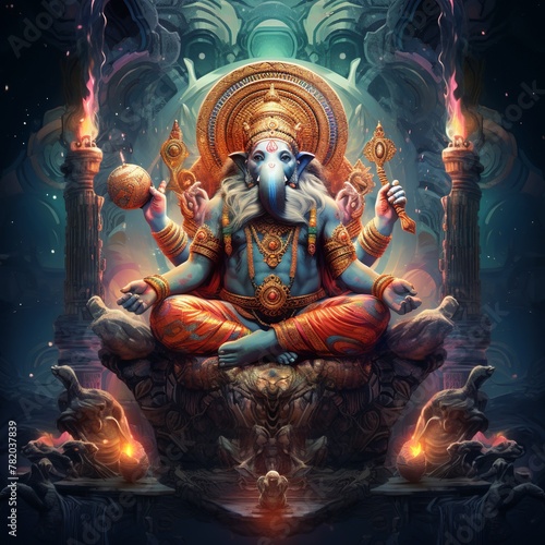 illustration of Hindu god in illusion world, Generative ai