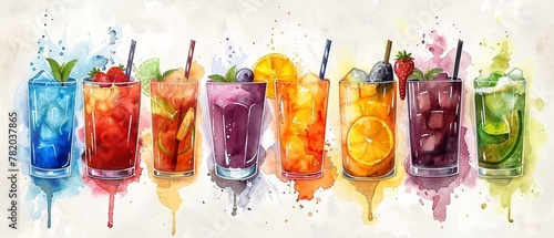 watercolor Beverages: This includes coffee, tea, smoothies, alcoholic drinks, and other beverages.