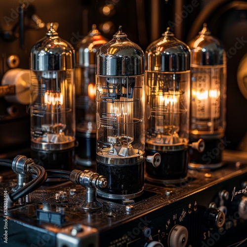 Vintage Vacuum Tube Amplifier, Retro Electrical Device, Analog Technology photo