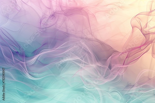 3D rendering of a minimalist abstract background with foggy wind and a triple-color blend. AI Image