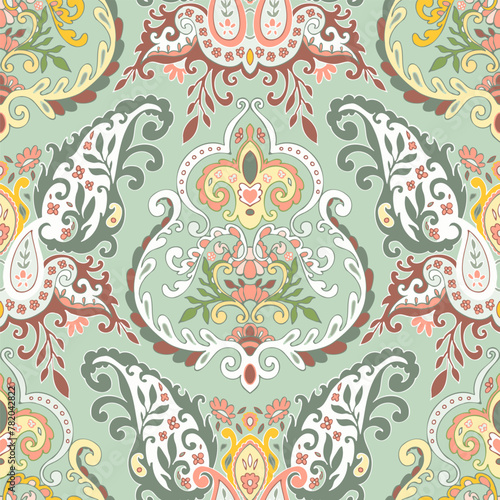 Abstract floral seamless pattern with foliage