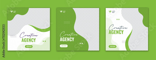 green oragnic shape corporate social media post design, buiness carousel template set