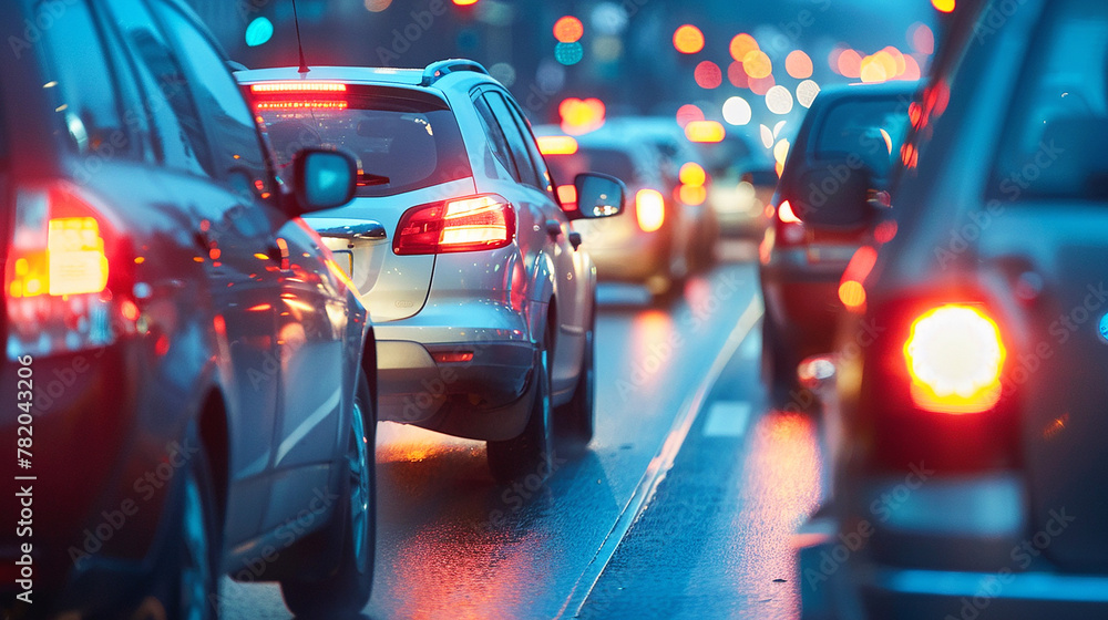 Full cars on the road. Background photo for heavy traffic. Generaetive AI. Full cars on the road. Background photo for heavy traffic. Generaetive AI.