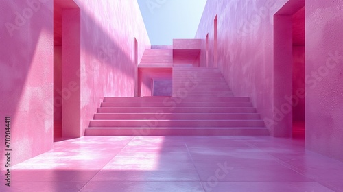 pink and light purple geometric design of the exterior