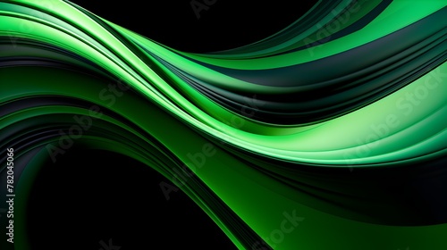 Green Swirling Waves of Abstract Digital Art Design