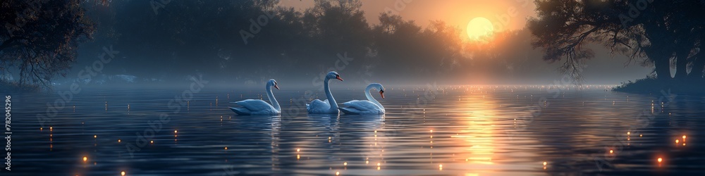 Fototapeta premium swans on the lake