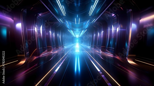 Immersive Futuristic Sci-Fi Corridor with Neon Lighting and Atmospheric Smoke in Sleek Digital Render