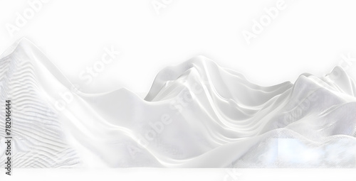 Minimalist lines, fluctuating shapes of mountains isolated on white background © Oksana