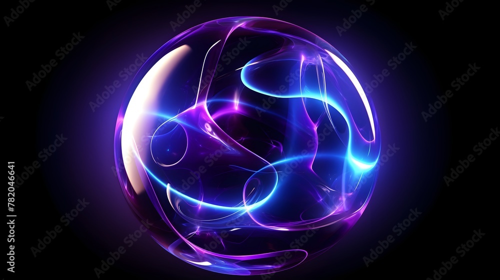 Mesmerizing Electromagnetic Plasma Sphere - Vibrant Blue and Purple Energy Field Visualizing Futuristic Science Concept