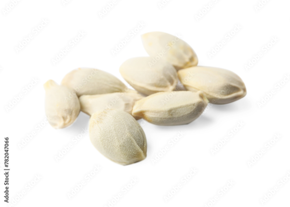 Many seeds of tangerine isolated on white Many seeds of tangerine isolated on white