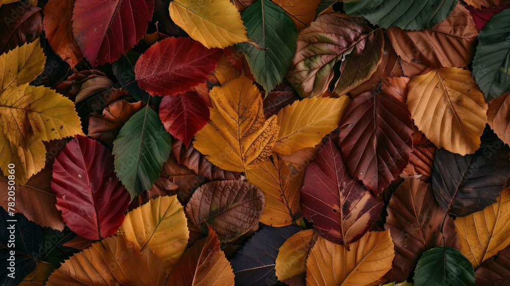 Autumn background from many different leaves dense backfill texture of foliage Autumn background from many different leaves dense backfill texture of foliage