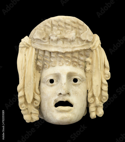 Graeco-Roman marble representation of a female theatrical mask © dimamoroz