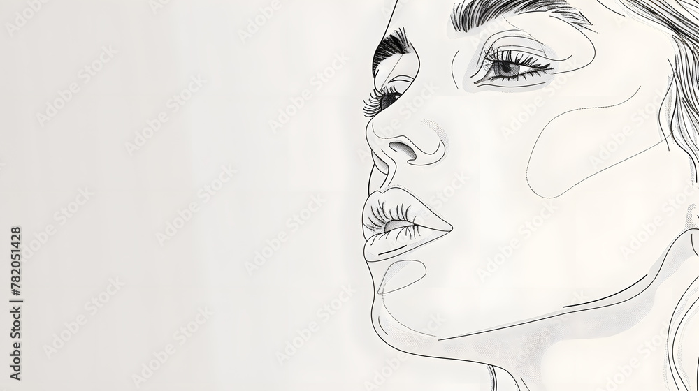 A simple line drawing of woman face poster