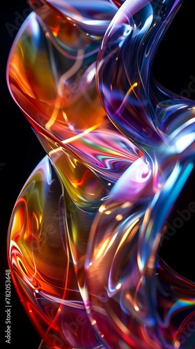 Distorted perspectives, transparent, chromatic aberration, black background