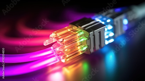 Fiber optic connector symbol photo broadband for fast internet connection internet service provider equipment Generative AI