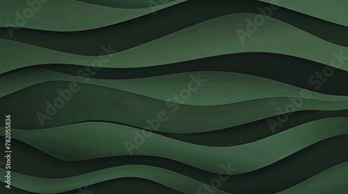 abstract green background, modern waves Background illustration with dark green, horizontal banner with waves, olive drab and very dark green color photo