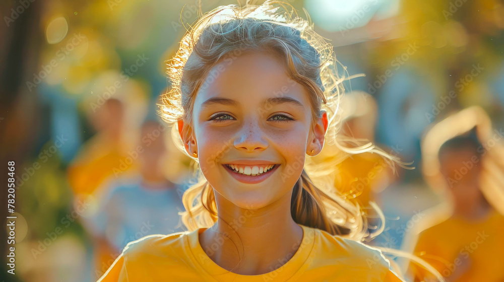 Portrait of a cute little girl in the wheat field at sunset Stock Photo ...