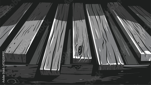 Realistic 3D Empty Gray Wooden Table Background Vector Featuring Vintage Shelf Texture