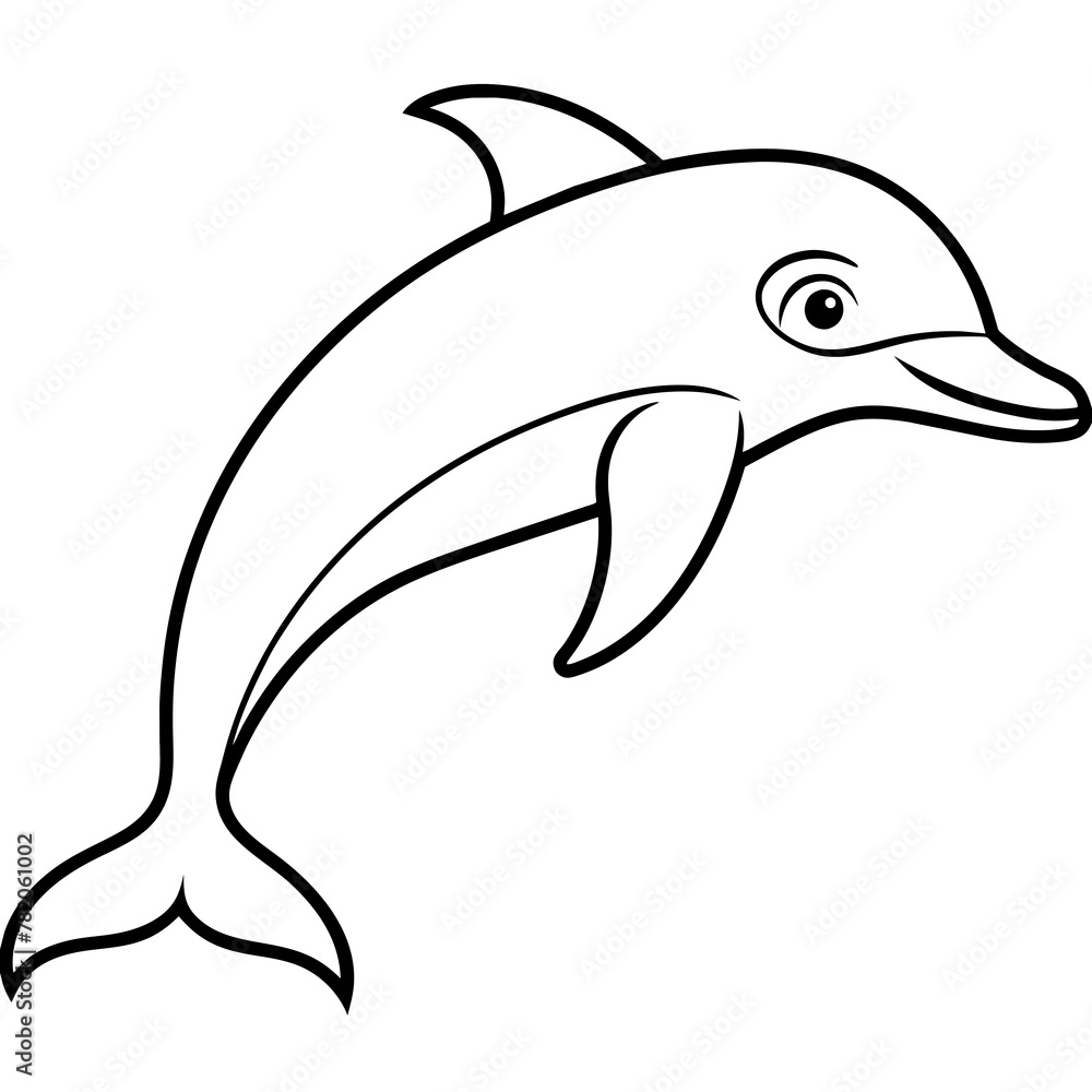 Obraz premium dolphin colouring book white background -Vector illustration