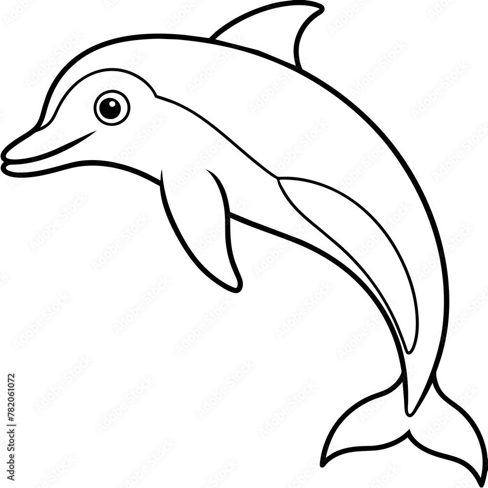 Obraz premium dolphin colouring book white background -Vector illustration