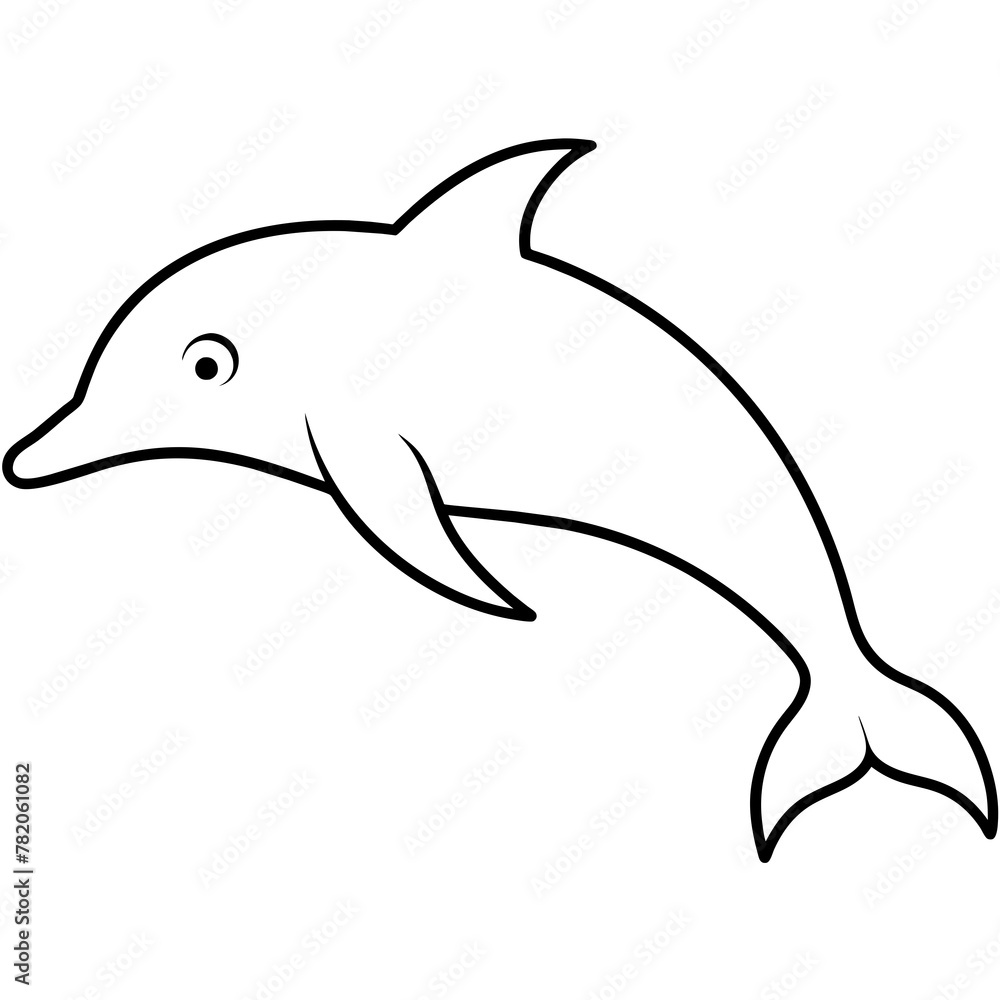 Fototapeta premium dolphin colouring book white background -Vector illustration