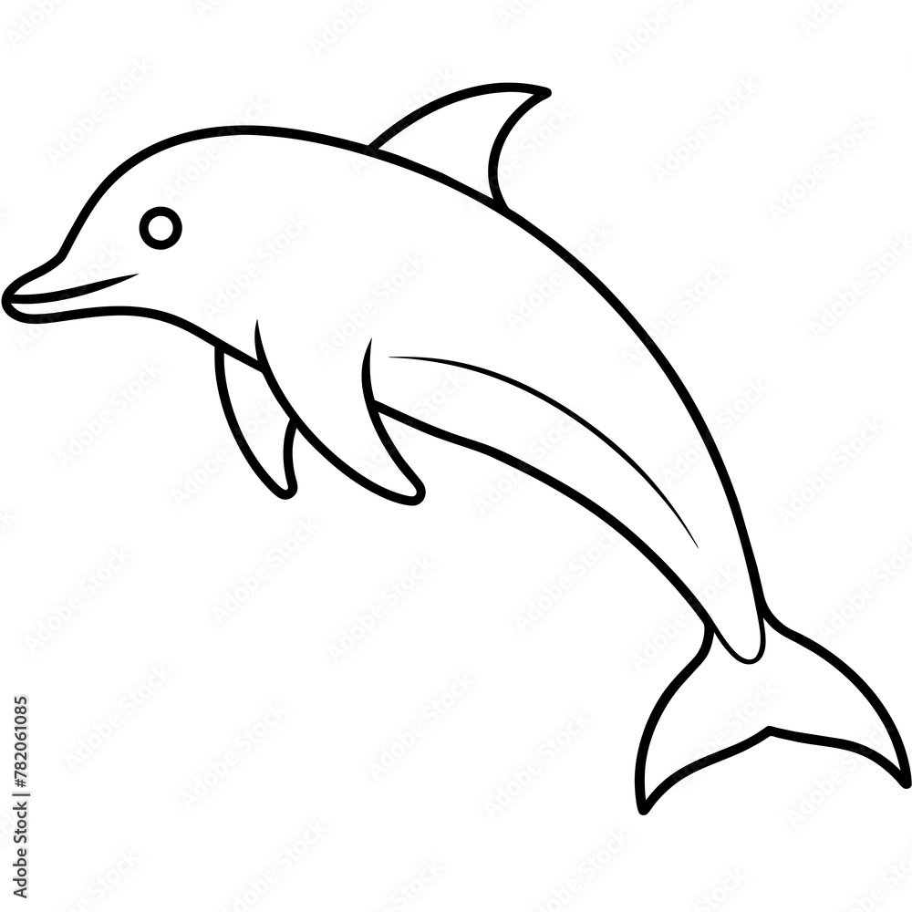 Obraz premium dolphin colouring book white background -Vector illustration