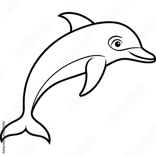 dolphin colouring book white background -Vector illustration