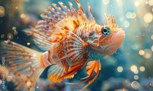 Ultra realistic cinematic beautiful photo of a dragonfish, swimming in the open ocean. photo