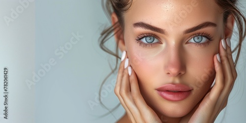 Beauty Close-Up of a Woman with Perfect Skin, Detailed Image of Female Beauty with a Natural Look