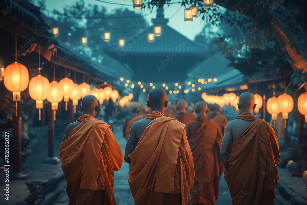 The monks go to the ceremony