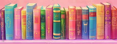 A shelf with books, fairy tales, stories, poetry, fables