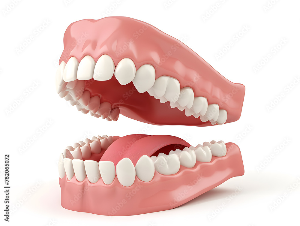 3d render dental Open tooth arch with tongue isolated on white background 3d render dental Open tooth arch with tongue isolated on white background