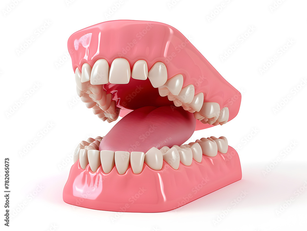 3d render dental Open tooth arch with tongue isolated on white background 3d render dental Open tooth arch with tongue isolated on white background