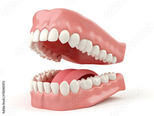 3d render dental Open tooth arch with tongue isolated on white background