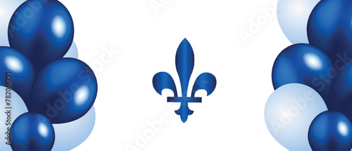 Happy Quebec Day. National holiday of Quebec. Saint Jean-Baptiste Day. Realistic ribbons and decorations with holiday symbol