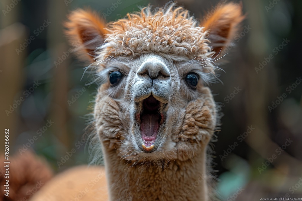 Fototapeta premium Portrait of an alpaca llama with a funny face